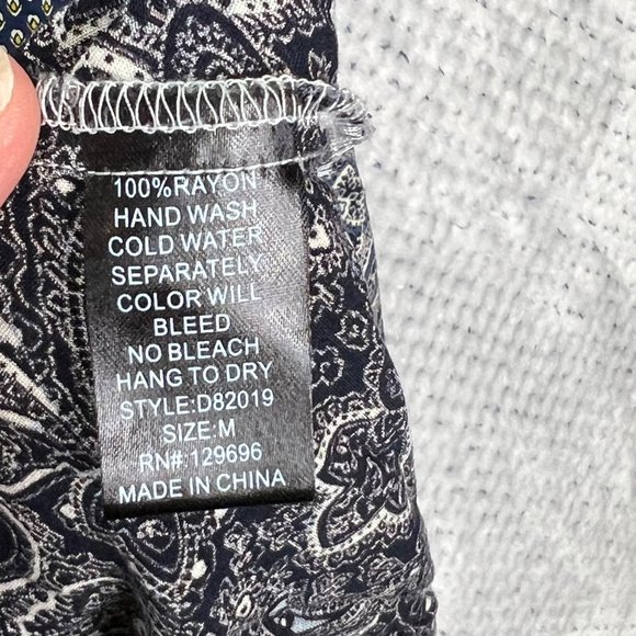 Lovposh Womens Tunic Top Dress Medium Gray V neck Batik Print 3/4 Sleeve Boho - Picture 9 of 9